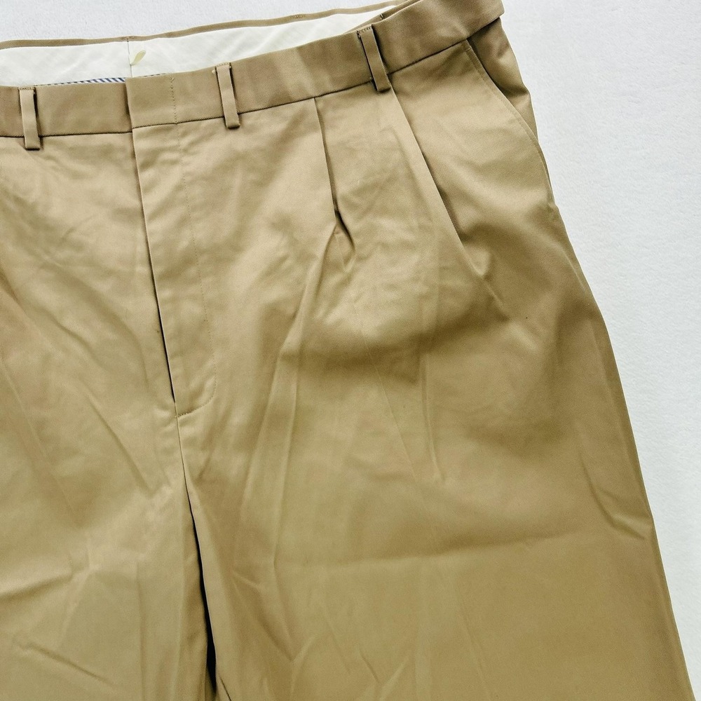 Lands' End Pants Mens 46 Long Khaki Traditional Fit Pleated Cuffed Chino Casual - Picture 12 of 16